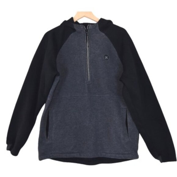 Hurley x Nike Fabric Hoodie M Half Zip Black Gray Surf Skate Streetwear - Picture 2 of 8